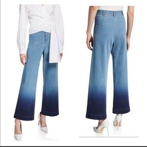 Lafayette 148 NY Clark Prestige Wide Leg Crop Ombré Jeans Sz 4